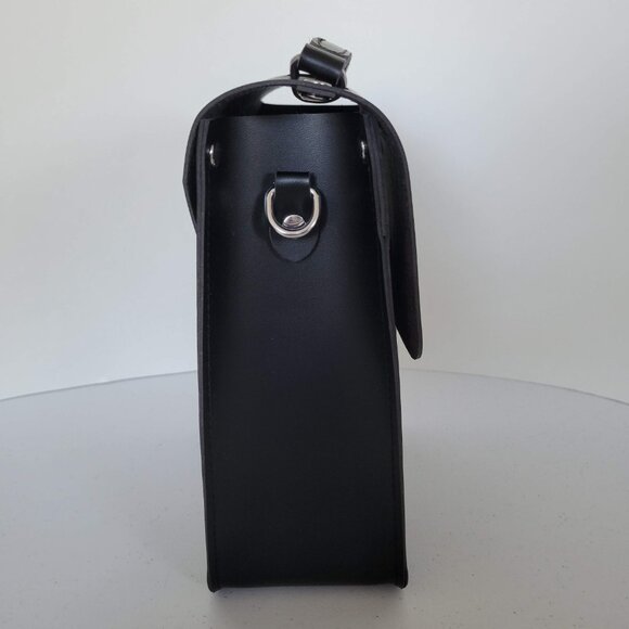 Unbranded Women's Black Pleather Rectangular Satchel Crossbody Purse Handbag - Picture 4 of 7